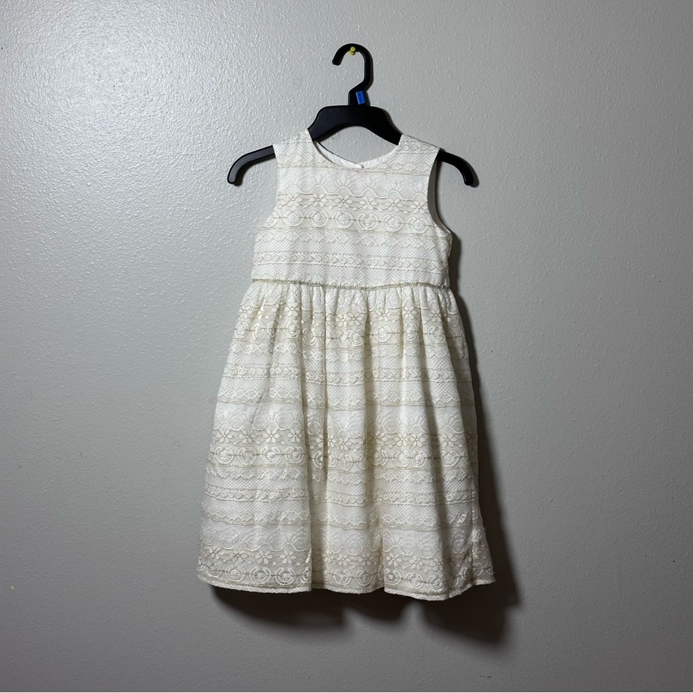 Laura Ashley Girls Lace Party White/Beige Dress size 6 - Picture 1 of 7